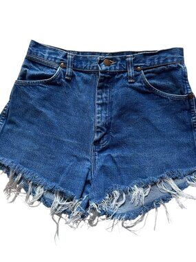 vtg wrangler high rise cut off Jean shorts women Size S 29 Small Blue Denim